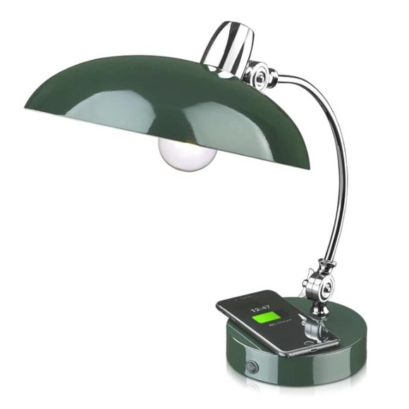 Adjustable Retro Table Lamp w/ Phone Wireless Charger - Picture 2 of 6